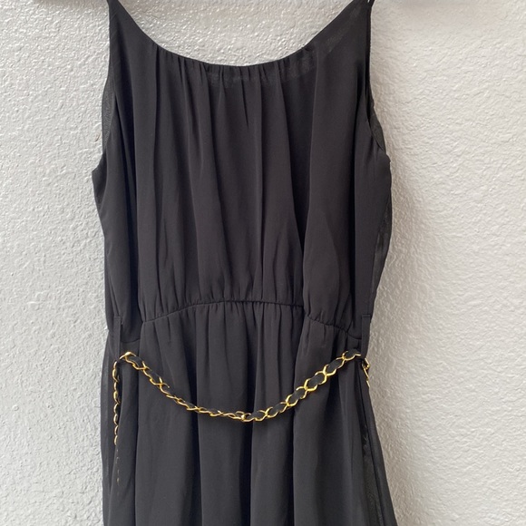 Windsor Y2K, Spaghetti Strap Black Midi dress, with Gold Waist Chain, Size Small - Picture 3 of 10